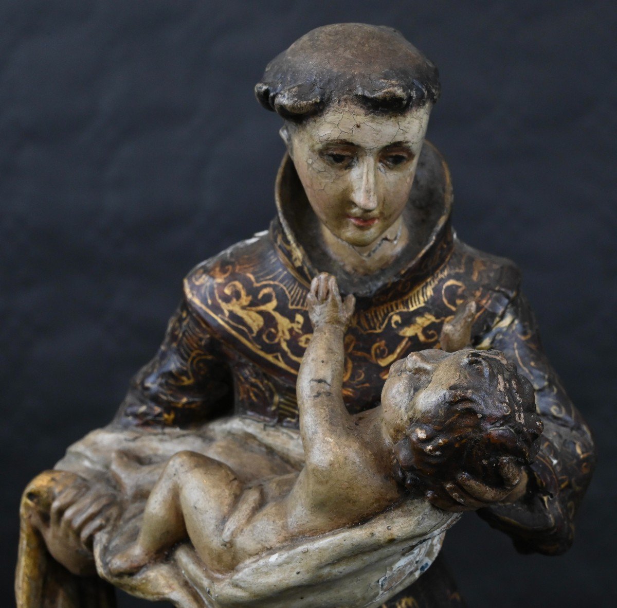 St. Anthony Of Padua With Child - Italy 18th Century-photo-2